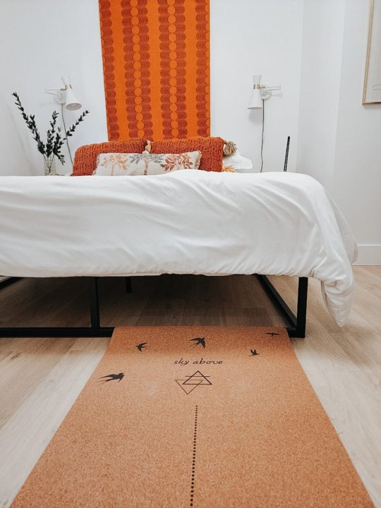 cork yoga mat for bedtime yoga
