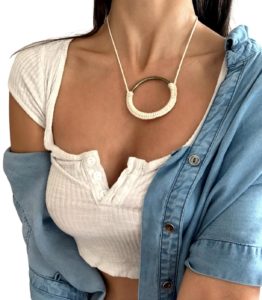 knotty in white Macrame Necklace